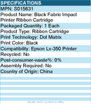 Epson S015631 Ribbon Cartridge - Dot Matrix - Black - 1 Each