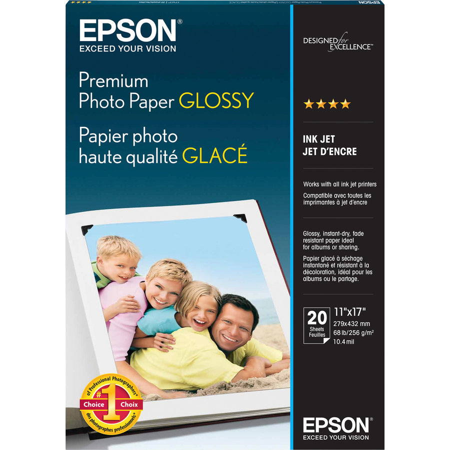 Epson S041290 Premium Glossy Photo Paper - High Gloss - 1 Each