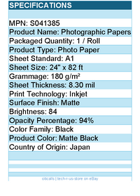 Epson S041385 Photographic Papers - Photo Paper - 84 Brightness