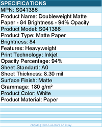 Epson S041386 Doubleweight Matte Paper - 84 Brightness - 94% Opacity