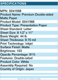 Epson S041568 Premium Double-sided Matte Paper - 103 Brightness