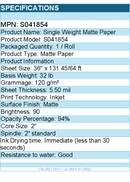 Epson S041854 Single Weight Matte Paper - 90 Brightness - 94% Opacity