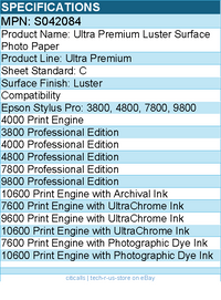 Epson S042084 Ultra Premium Luster Surface Photo Paper - C - 17" x 22"