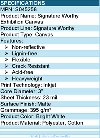 Epson S045258 Signature Worthy Exhibition Canvas - 36" x 40 ft - 395 g/m?