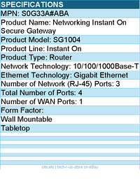 HPE S0G33A#ABA Aruba Networking Instant On Secure Gateway - Router - 4 Ports