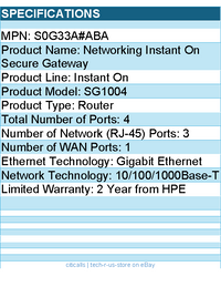 HPE S0G33A#ABA Aruba Networking Instant On Secure Gateway - Router