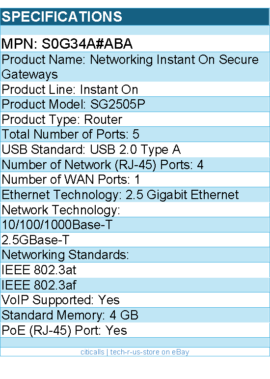 HPE S0G34A#ABA Networking Instant On Secure Gateways - Router
