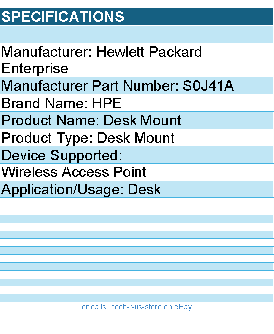 HPE S0J41A Desk Mount for HPE Aruba AP-503H, AP-503HR Wireless Access Point
