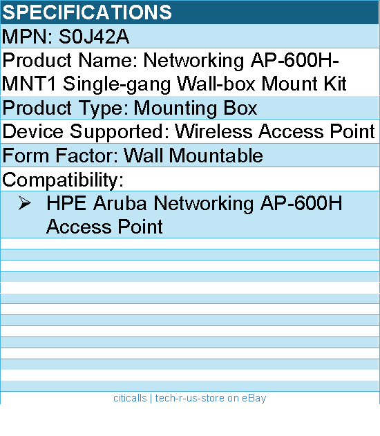 HPE S0J42A Aruba Mounting Box - For HPE Aruba Networking AP-600H Access Point