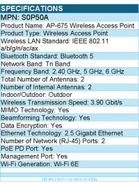 HPE S0P50A Tri Band Wi-Fi 6E IEEE 802.11 3.90 Gbit/s Wireless Access Point