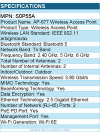 HPE S0P55A Tri Band Wi-Fi 6E IEEE 802.11 3.90 Gbit/s Wireless Access Point