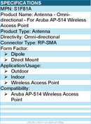 HPE S1F81A Antenna - Omni-directional - For Aruba AP-514 Wireless Access Point