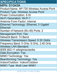 HPE S1G43A Aruba AP-735 Wireless Access Point - Wi-Fi 7 - Tri Band