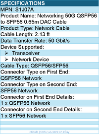 HPE S1J07A Networking 50G QSFP56 to SFP56 0.65m DAC Cable - 2.13 ft