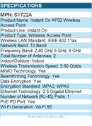 HPE S1T22A Instant On Tri Band Wi-Fi 6E IEEE 802.11ax 3.60Gbit/s Wireless Access