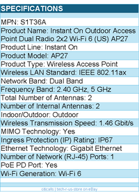 HPE S1T36A Instant On AP27 Dual Band Wi-Fi 6 1.46 Gbit/s Wireless Access Point