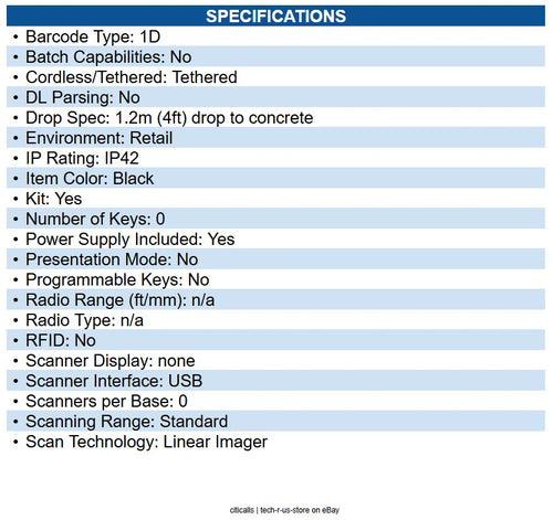 Datalogic S1X-0114R1982 S1X-BLACK,USB CBL KIT,STAND SH6383