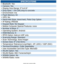 TSC S20-ANLB BLUEBIRD MOBILE S20, GMS, WIFI 6E (A/B/G/N/AC/AX), 6", FHD+, RAM6GB