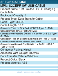StarTech S2CEPR10F-USB-CABLE 10ft (3m) USB-C Charging Cable - Black