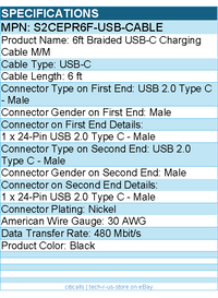 StarTech S2CEPR6F-USB-CABLE 6ft (1.8m) USB-C Charging Cable, 240W PD EPR
