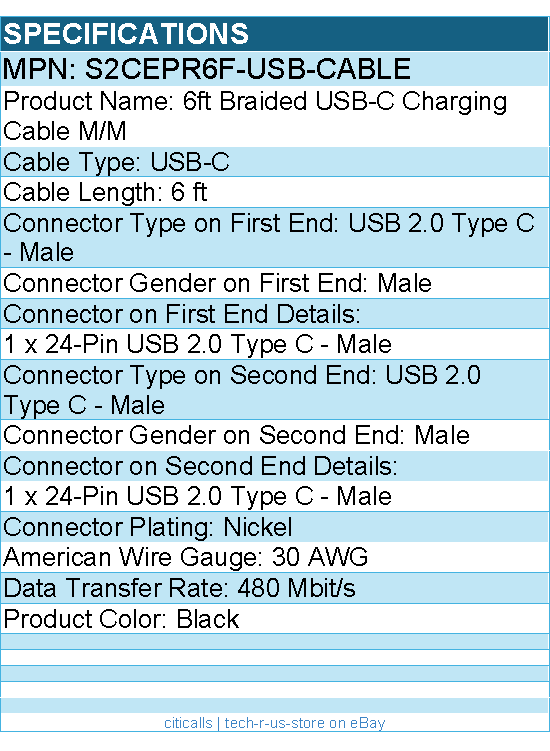 StarTech S2CEPR6F-USB-CABLE 6ft (1.8m) USB-C Charging Cable, 240W PD EPR
