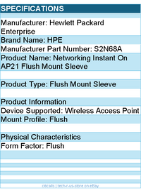 HPE S2N68A Flush Mount Sleeve for Wireless Access Point
