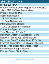 HPE S2P34A 25G LR SFP28 LC 10km SMF C-Class Transceiver - For Data Networking