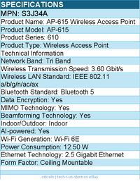 HPE S3J34A Wi-Fi 6E IEEE 802.11 a/b/g/n/ac/ax 3.60 Gbit/s Wireless Access