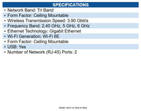 HPE S3J36A Aruba AP-635 Tri Band Wi-Fi 6E IEEE 802.11 a/b/g/n/ac/ax 3.90 Gbit/s