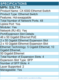 HPE S3L77A Aruba CX 6300 Ethernet Switch - 48 Ports - Manageable