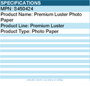 Epson S450424 Epson Premium Luster Photo Paper - Inkjet  - White