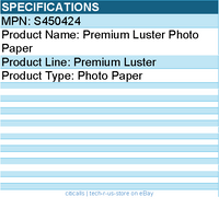 Epson S450424 Epson Premium Luster Photo Paper - Inkjet  - White