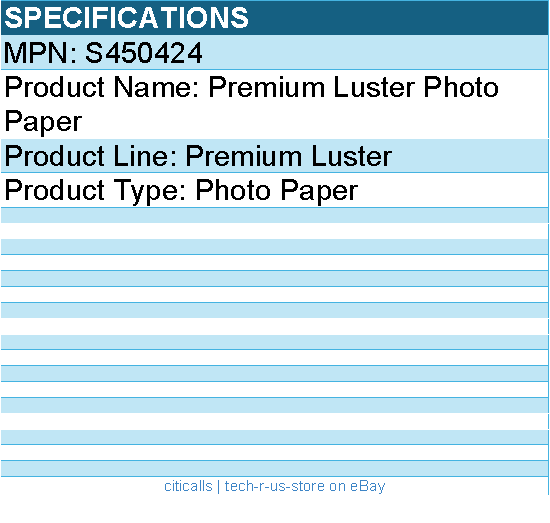 Epson S450424 Epson Premium Luster Photo Paper - Inkjet  - White