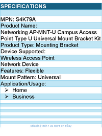 HPE S4K79A Aruba Mounting Bracket for Wireless Access Point, Network Device