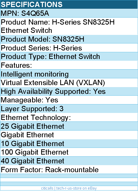 HPE S4Q65A H-Series SN8325H Ethernet Switch - Manageable - Gigabit Ethernet