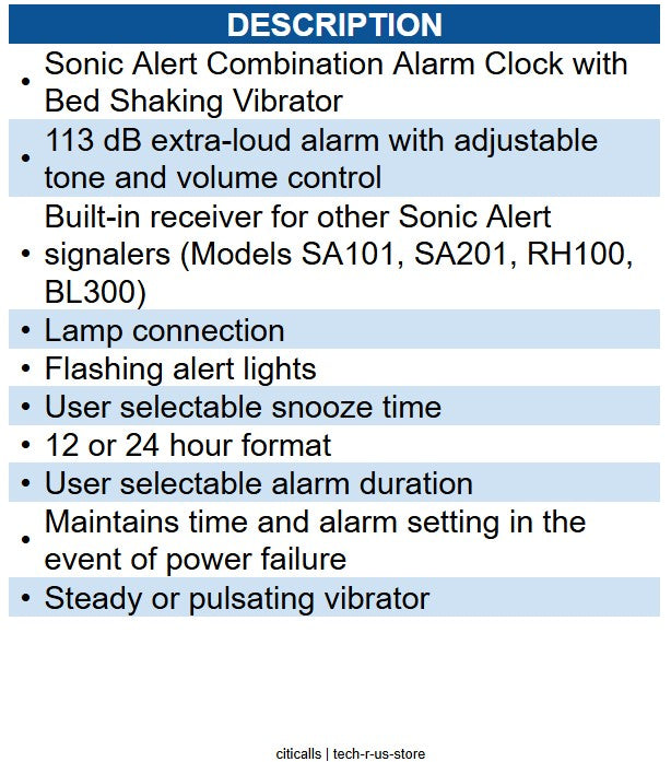 Sonic Alert SA-SB1000SS Sonic Boom Alarm w/VIB