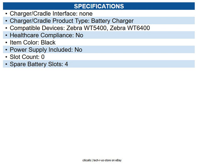 Zebra SAC-WT5X6-4SC-01 Multi-Bay Battery Charger for Wearable Computer - 4