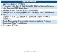 Logic Controls SB1015-WIN11 " All-in-One Touch POS Terminal Intel i5, Windows 11