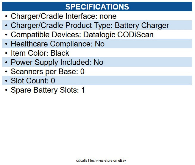 Datalogic SC-HS7600 Cradle Docking Bar Code Scanner 1 Slot Charging Capability