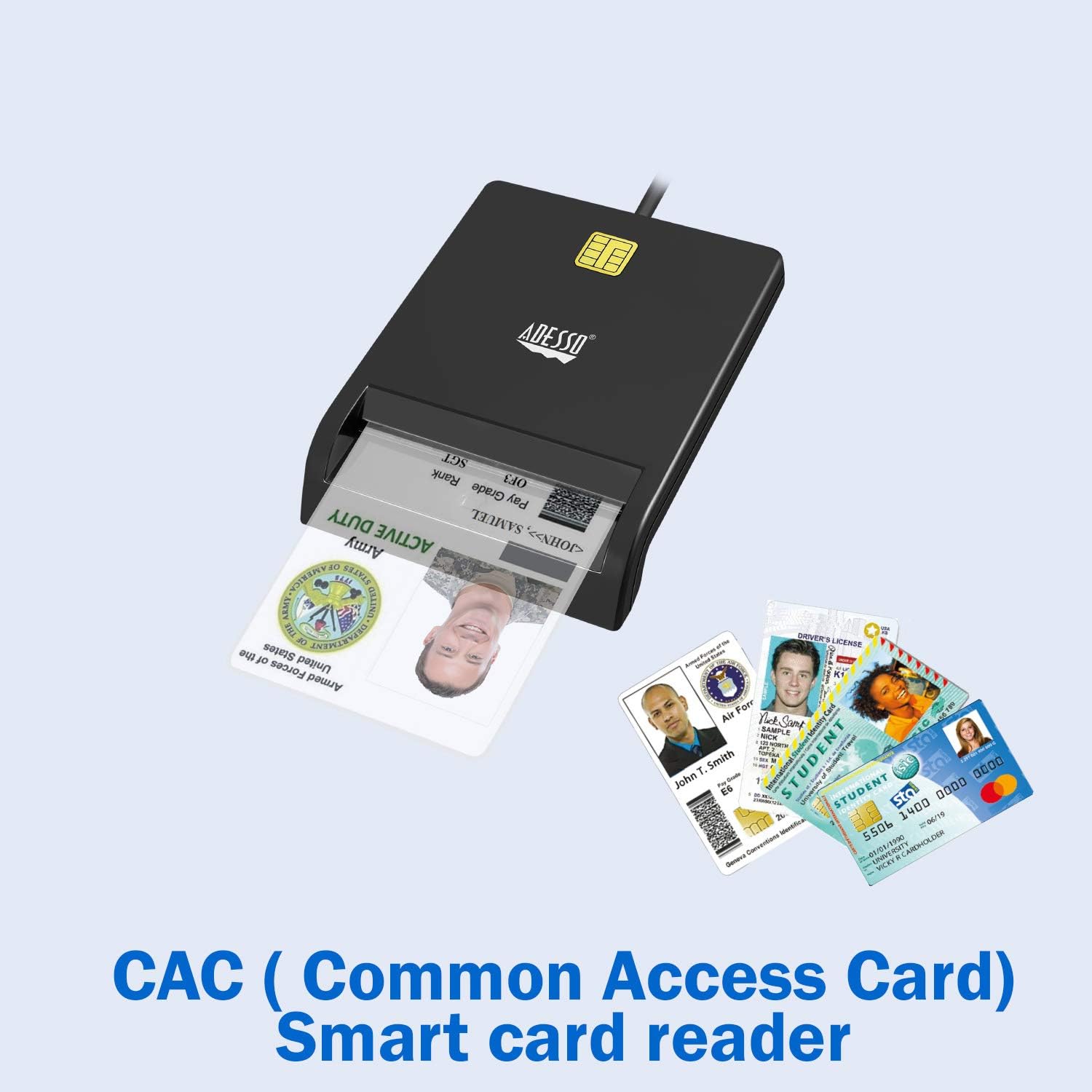 Adesso SCR-100 Smart Card Reader - Contact - Cable - USB 2.0 - Banking