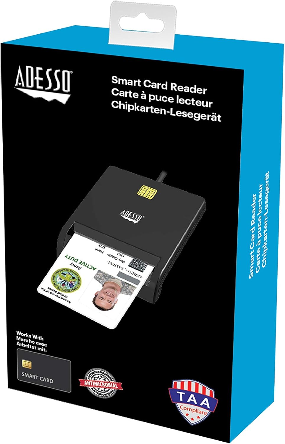 Adesso SCR-100 Smart Card Reader - Contact - Cable - USB 2.0 - Banking