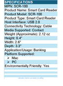 Adesso SCR-100 Smart Card Reader - Contact - Cable - USB 2.0 - Banking