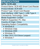 Adesso SCR-400 Smart Card Reader - Contact - Cable - USB Type C