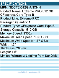 SanDisk SDCFE-512G-ANCNN Extreme PRO 512 GB CFexpress Card Type B