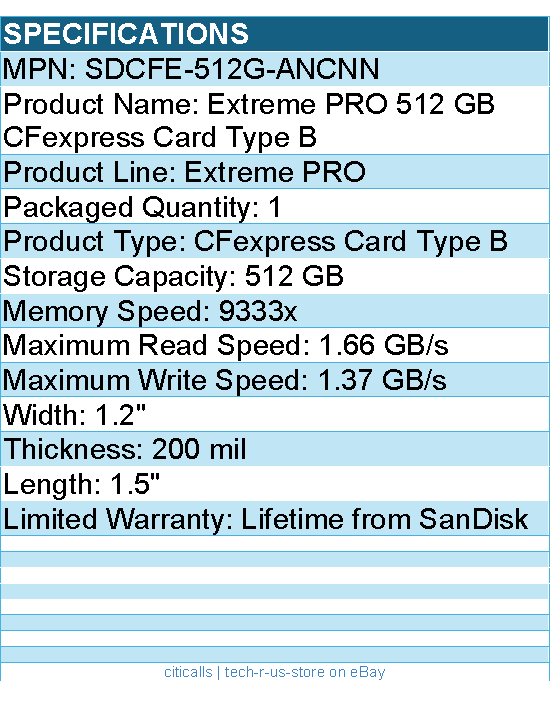 SanDisk SDCFE-512G-ANCNN Extreme PRO 512 GB CFexpress Card Type B