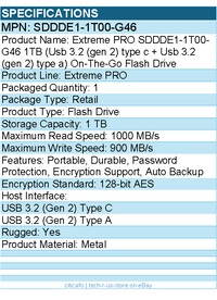 SanDisk SDDDE1-1T00-G46 Extreme PRO 1TB On-The-Go Flash Drive