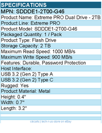 SanDisk SDDDE1-2T00-G46 Extreme PRO Dual Drive - 2TB - Flash Drive