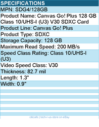 Kingston SDG4/128GB Canvas Go! Plus 128 GB Class 10/UHS-I (U3) V30 SDXC Card