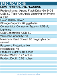 SanDisk SDIX60N-064G-AN6NN - iXpand Flash Drive Go 64GB USB 3.0