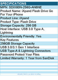SanDisk SDIX60N-256G-AN6NE iXpand Flash Drive Go For Your iPhone